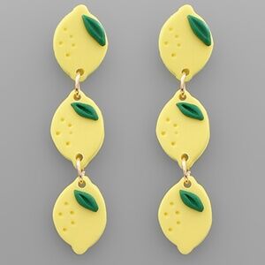 Lemon Theme Clay Earrings